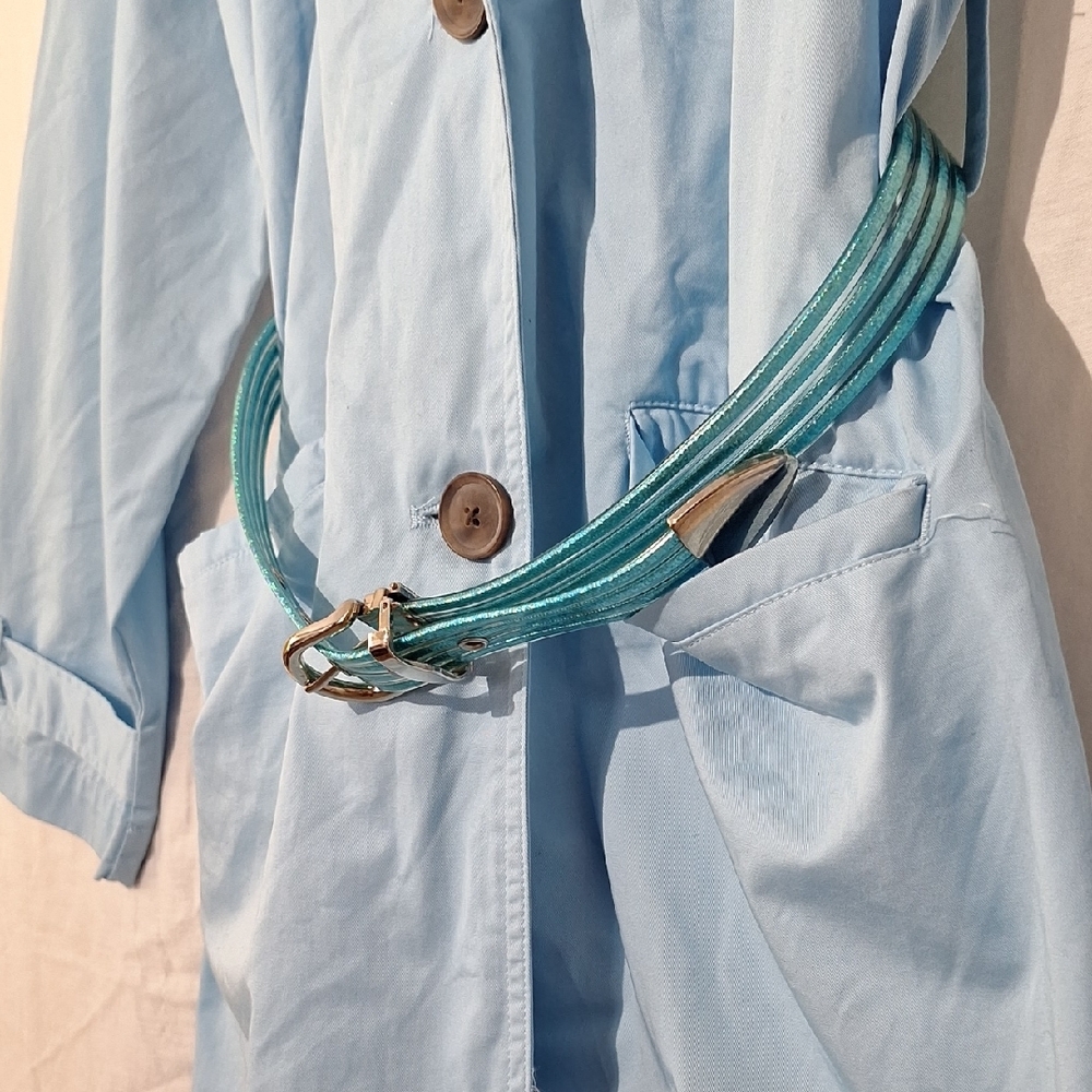 Blue Trench Coat, 100% Cotton, With Belt, a new day, Sz 2, NWOT - Picture 9 of 14